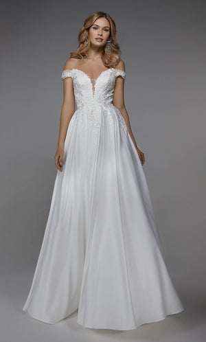 Formal Dress: 7034. Long Wedding Dress, Off The Shoulder, A-line Alyce Paris