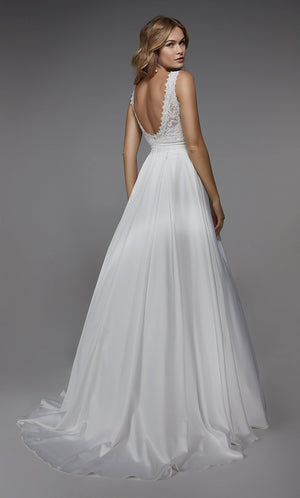 Formal Dress: 7035. Long Bridal Gown, V-neck, A-line, Deep V Back Alyce Paris