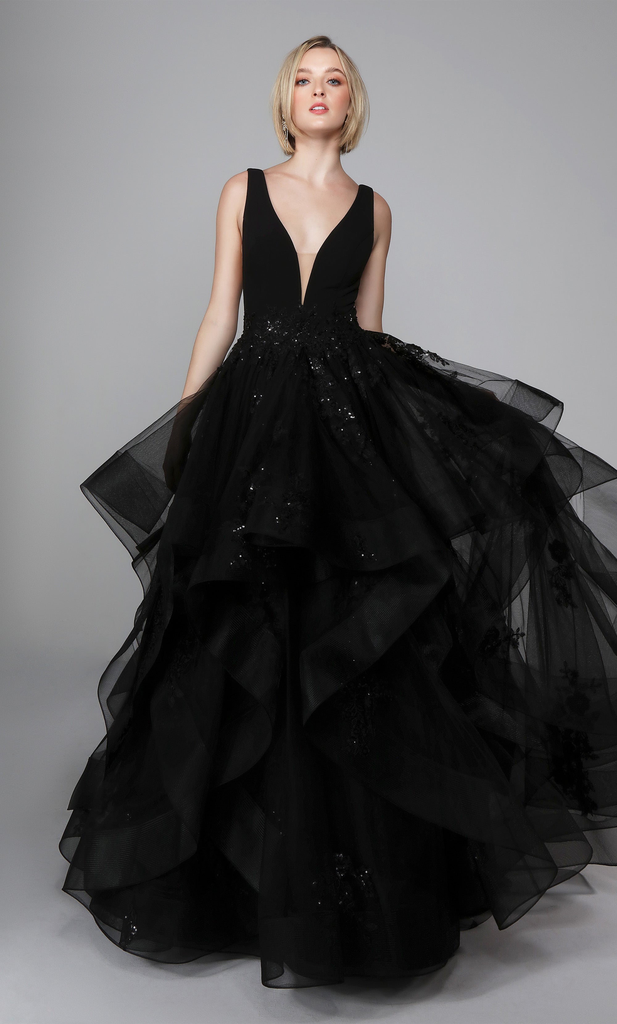 Black Gothic Shining Princess Ball Gown Wedding Dress - Devilnight.co.uk