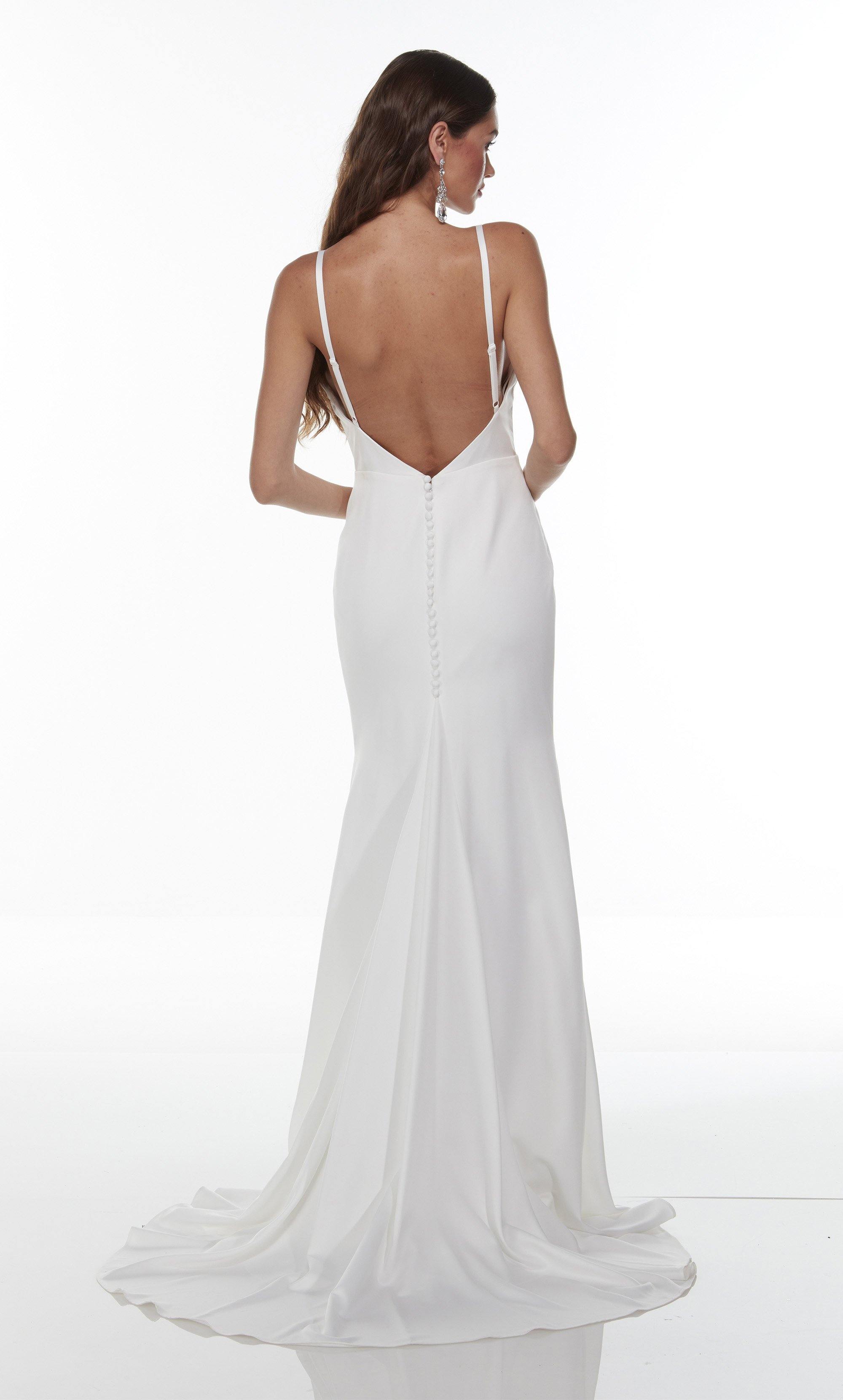 Cowl Neck Fit And Flare Wedding Dress With Low Back